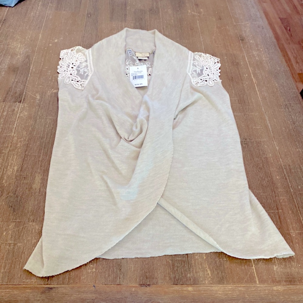 Buckle Womens Small Cross Front Sweater with lace detail